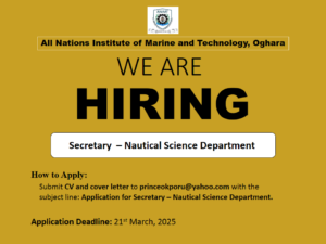 We’re Hiring: Secretary – All Nations Institute of Marine and Technology, Oghara