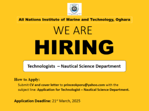 We’re Hiring: Technologists – Nautical Science Department